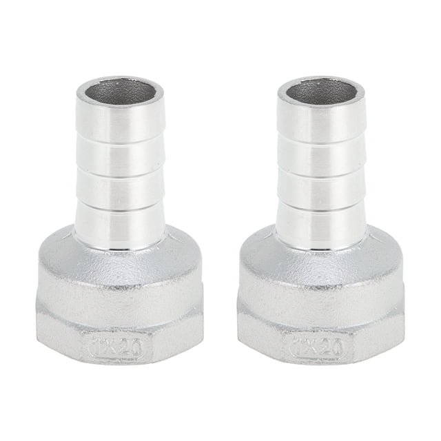 Accesorios para manguera de acero inoxidable 304 Unique Bargains 25/32" OD 1" BSPT con conector de rosca hembra para aire, agua, aceite, gas, combustible, 2 piezas tono plateado