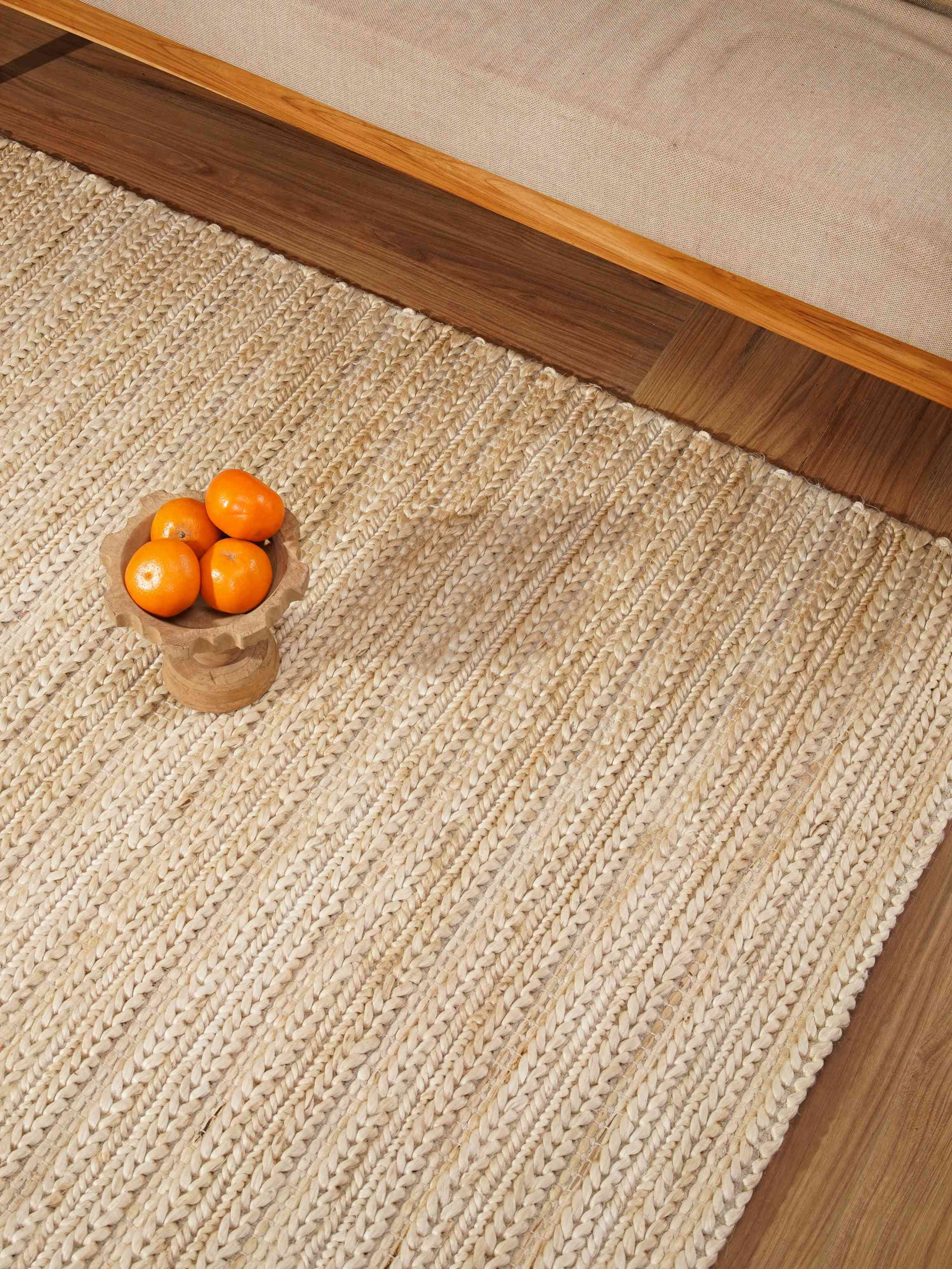 Rugsotic Carpets Hand Knotted Sumak Jute 6'x6' Square Area Rug Contemporary Ivory J00012