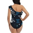 thumbnail image 5 of Picia Space Pattern Women's One Piece Swimsuits,One Shoulder Swimwear Asymmetric ,Ruffle Monokinis Bathing Suits,High Waisted Flattering Bathing Suits-Small, 5 of 8