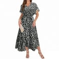 thumbnail image 2 of WILLBEST Vestidos de Mujer 2025 Nuevo Vestido Largo con Estampado de Encaje, Manga Corta, Cuello En V y Abertura con Lazo Chica, 2 of 4