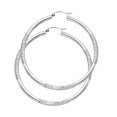 thumbnail image 1 of FB Jewels 14K White Gold 3mm Bud Diamond-Cut Hoop Womens Earrings 48MM X 48MM, 1 of 1