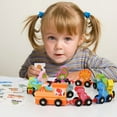 thumbnail image 1 of KTTECTOA Wooden Colorful Dinosaur Transportation Animals 11Pcs Train Toys Matching Sequencing Games Educational Learning Counting Set Building Blocks Kit Clearance Outdoor Toys Canada Days, 1 of 8