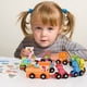thumbnail image 1 of Tren de dinosaurios de madera | Bloques de construcción educativos de 11 piezas con animales y números | Juegos coloridos de secuenciación y conteo para niños pequeños, 1 of 5
