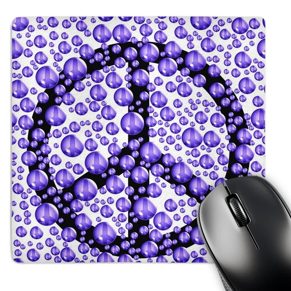 3dRose, Purple Bubbles Peace Sign- Inspirational Art, MousePad