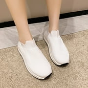Gubotare Running Shoes Women's D'Lites Memory Foam Lace-up Sneaker,White 7