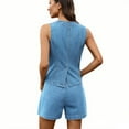 thumbnail image 5 of Fewfanhot 2 Piece Sets for Women Sleeveless Button Down Jean Vest Top and High Waist Shorts Set Jean Outfit Suits, 5 of 6