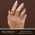 thumbnail image 5 of JeenMata Stackable Pave Accented - 0.25 Carat Round Cut -March Birthstone- Classic Wedding Band - 18K White Gold Plating for Women, 5 of 9