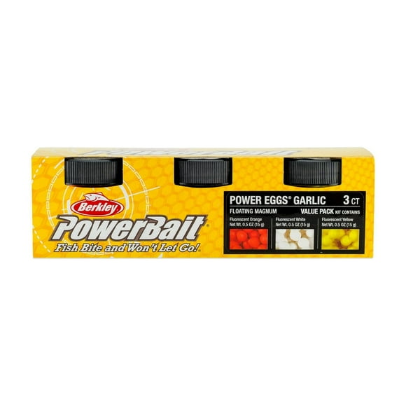 Berkley FEMPG-AST1 PowerBait Power Eggs Floating Mag Asst, Assorted, garlic, 3, Small Jar, Offers natural floating presentation, PowerBait Power Eggs Floating Mag Asst, Assorted, garlic
