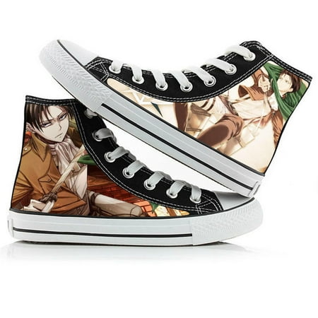 

Anime Attack on Titan Canvas Shoes High Top Eren Jager/Mikasa Ackerman Pattern Casual Sneakers Lace Up Japanese Anime Skateboard Shoes Canvas Shoes for Boys Teens Men