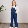 thumbnail image 2 of Boys Sweatpants,Snowflake Washed Girls Cargo Wide Leg Denim Overalls Jumpsuit Fashion Casual Winter Outfit,Boys Pants,Dark Blue,9-10 Years, 2 of 5