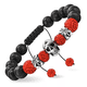 thumbnail image 1 of Pulsera Calavera Vintage Piedra De Lava Ojo De Tigre Hombre, Rojo/Negro, 1 of 5
