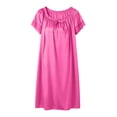 thumbnail image 7 of SELONE Lace Dress for Women Short Crew Neck Sleep Dress Pleated Lace Solid Short Sleeve Midi Dress Fashion House Dress, 7 of 7