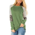 thumbnail image 1 of Blusas con estampado de leopardo y manga larga con bloques de color para mujer, camisas casuales holgadas a rayas con cuello redondo, blusas tipo túnica, 1 of 2