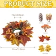 thumbnail image 3 of 10 Inch Fall Maple Leaf Candle Ring Wreath with Pumpkin Sunflower Berries, Wire Frame Thanksgiving Halloween Pillar Candle Holder Ring for Farmhouse Table Mantel Kitchen Cabinet Centerpiece Decor, 3 of 5