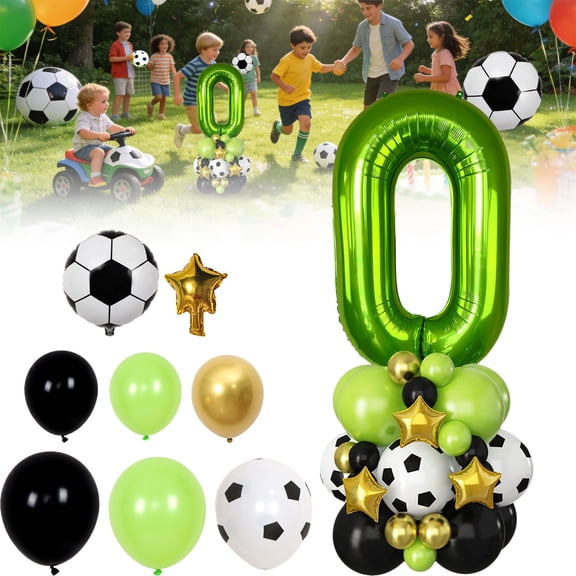 Nnndbs Giant 40 Inch Number Balloon Green,Foil Helium Mylar Balloon for 1st Birthday Decorations,Large Digital Balloon for Boys Soccer Football Theme Party Supplies