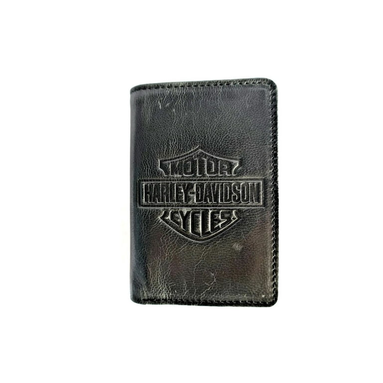 Harley Davidson Tri Fold Genuine Leather Wallet With Clear ID