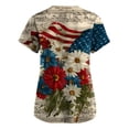 thumbnail image 4 of Womens 4th of July Scrub Tops Casual V Neck Red White and Blue Print Scrub Shirts Short Sleeve USA 250th Anniversary Patriotic Scrubs Nursing Uniform Medical Nurse Workwear with Pockets Khaki S, 4 of 4