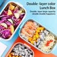 thumbnail image 3 of Yuarrent Fiambrera portátil de acero inoxidable PP, contenedor de almacenamiento de alimentos frescos, Bento, microondas, cajas de horno para viajes al Cocina y Comedor Blanco Doble Capa Yuarrent HA072616-02B, 3 of 6