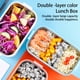 thumbnail image 4 of Moyic Fiambrera portátil de acero inoxidable PP, contenedor de almacenamiento de alimentos frescos, Bento, microondas, cajas de horno para viajes al Cocina y Comedor Blanco Doble Capa Moyic HA072616-02B, 4 of 6