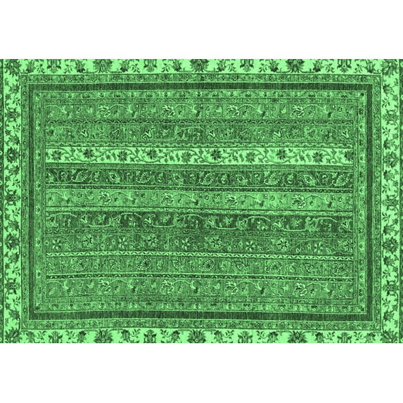 Ahgly Company Indoor Rectangle Abstract Emerald Green Modern Area Rugs, 7' x 9'