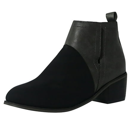

Boots for Women Ankle Boots Women Splicing Low Heel Slip Cutout Pointed Toe Fall Winter Chunky Booties