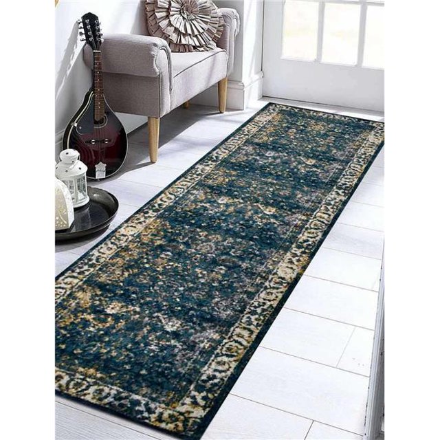 Get My Rugs MX0015M0003G93 3 ft. 2 in. x 10 ft. Machine Woven Polypropylene Runner Rug, Turkish Oriental - Blue