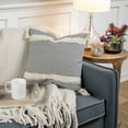 thumbnail image 2 of Northlight 17" Beige and Black Striped Square Throw Pillow with Tassels, 2 of 6