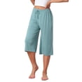 thumbnail image 4 of INSPIRE CHIC Women's High Waisted Pajama Shorts Viscose Comfy Soft Knee Length Long Shorts with Pockets X-large Light Blue, 4 of 6