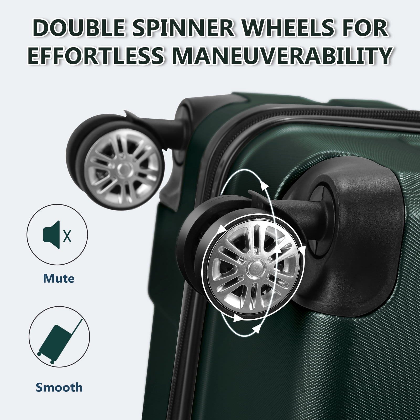 Hikolayae Luggage Sets Hardside Spinner with TSA Lock in Dark Green, 3 Piece