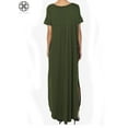 thumbnail image 2 of Luxtrada Women's PLUS Viscose Jersey V-Neck Short Sleeve Relaxed T-Shirt Slit Long Maxi Dress, 2 of 7