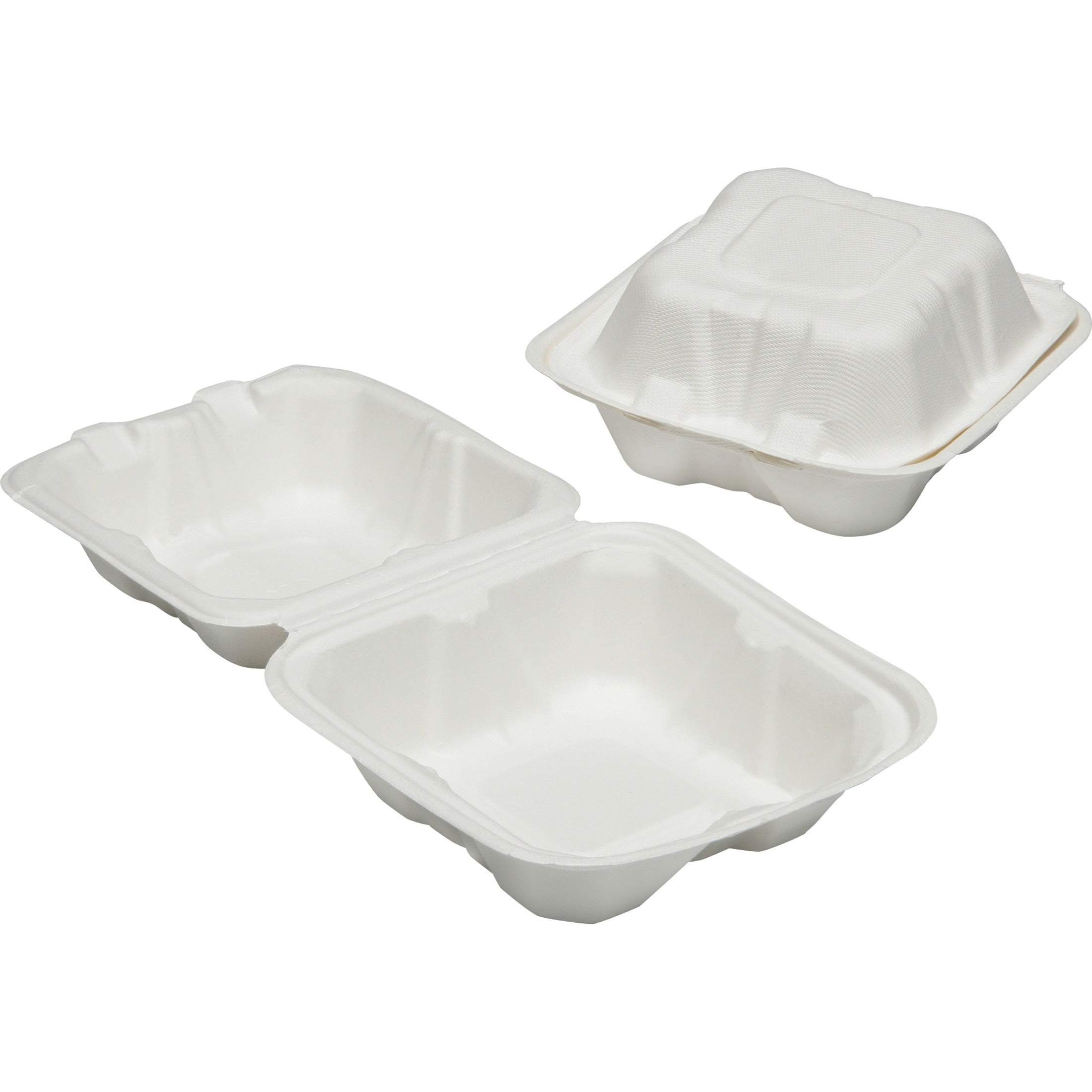 7350016646906, Clamshell Hinged Lid ToGo Food Containers, 6" x 6" x 3