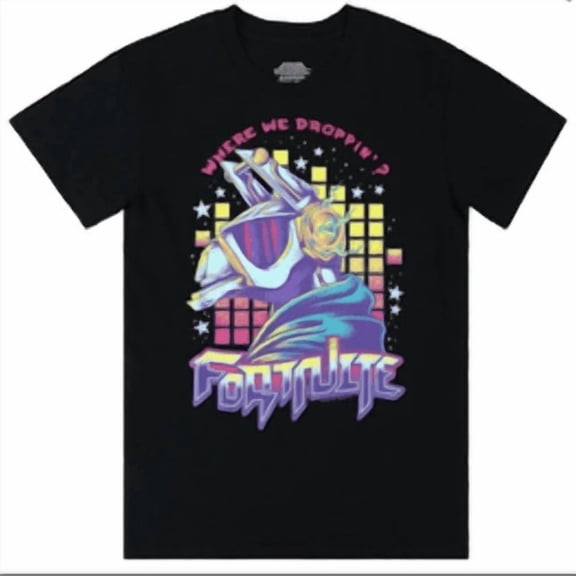 Fortnite Llama Where we Droppn' Black Graphic Tee Size Small