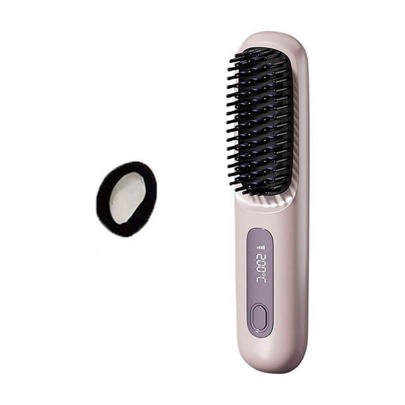 Mini Hair Brush,Mini Hair Straightener,Portable Straightener Brushs for Travel,with LCD Temperature Display,Fast Heating Cordless Mini Hair Brushs,Portable Hair Straightener Comb Brush(Purple)
