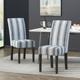 thumbnail image 2 of GDF Studio Thurber Contemporary Upholstered Dining Chairs, Set of 2, Dark Blue and Light Beige Striped Fabric and Espresso, 2 of 8