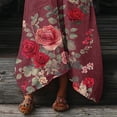 thumbnail image 7 of Ynynloco Women's Linen Blend Floral Print V Neck Batwing Sleeve Oversized Maxi Dress Casual Beach Kaftan Loungewear with Pockets, 7 of 7