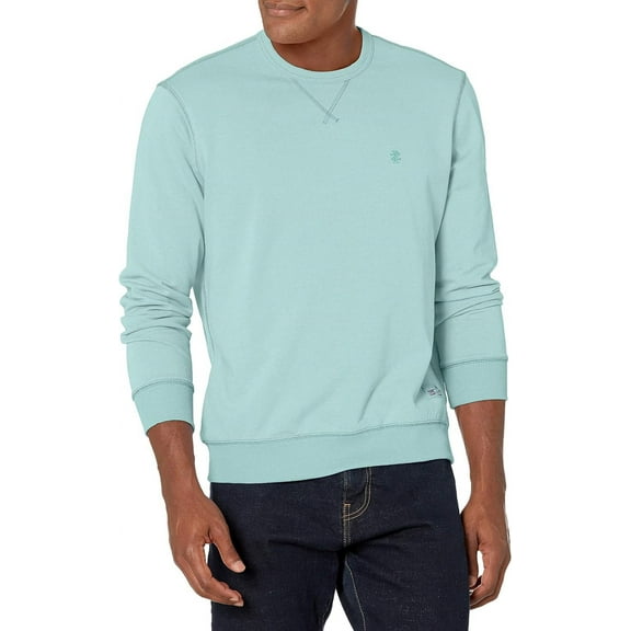 IZOD Men's Saltwater Long Sleeve French Terry Crewneck Sweatshirt, Tanager Turquoise , 2X-Large