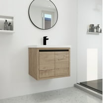 Miniyam 24” Bathroom Vanity Combo with White Gel Basin, Oak