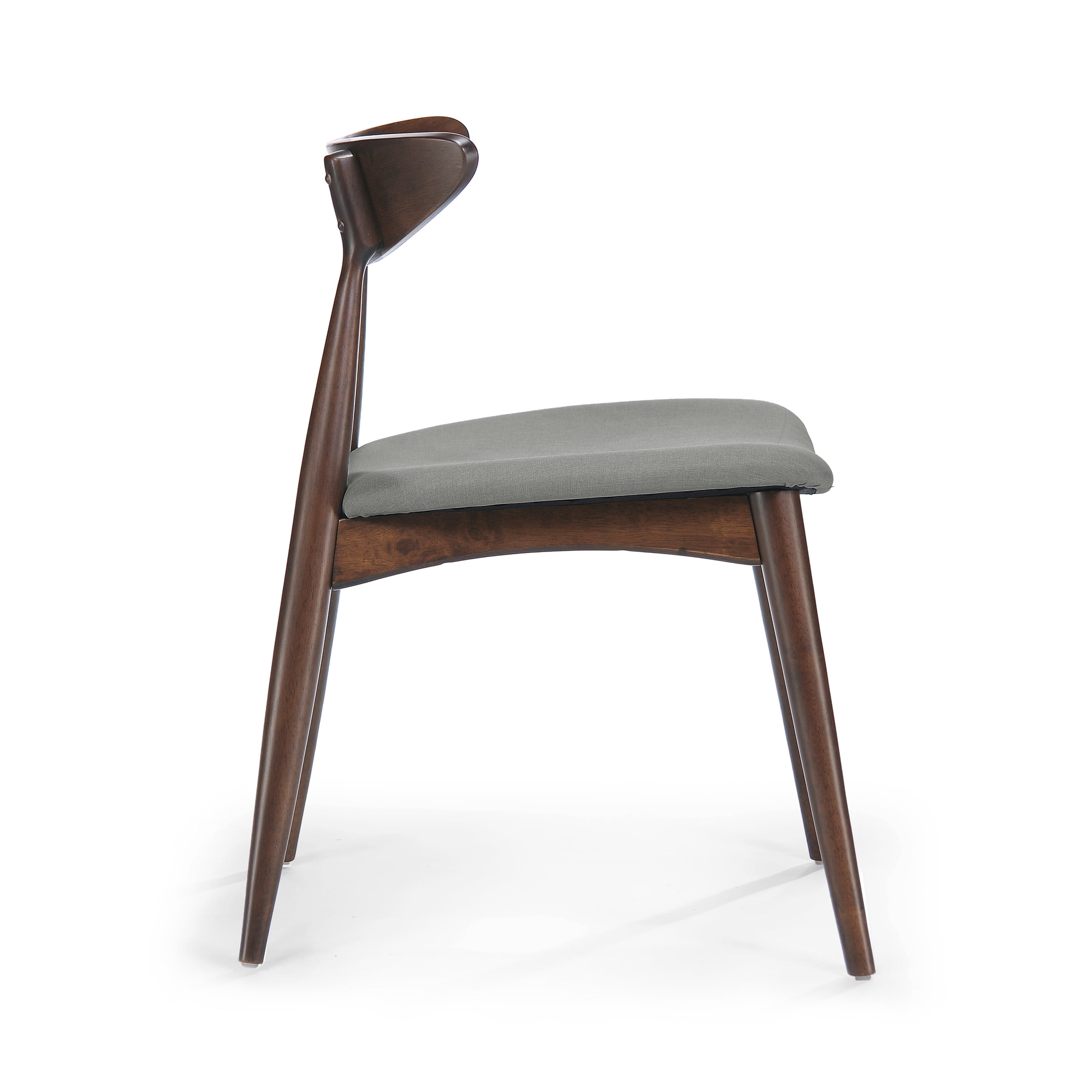 Noble House Branson Indoor Fabric Dining Chairs, Set of 2, Light Grey, Walnut