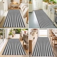thumbnail image 4 of Hallway Runner Rug 2'x6', Boho Black Stripe Kitchen Runner Rugs Non-Slip Carpet Mats, Abstract Geometric White Minimalist Bedside Rugs Runners Washable Floor Carpet for Bathroom Laundry Room, 4 of 8