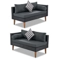 thumbnail image 4 of 4 Pieces L-shape Outdoor Patio Furniture Set Outdoor Sectional Rattan Sofa Set Manual Wicker Patio Conversation Set with Pillows and Brown Rattan for Yard Deck Porch(Grey), 4 of 9