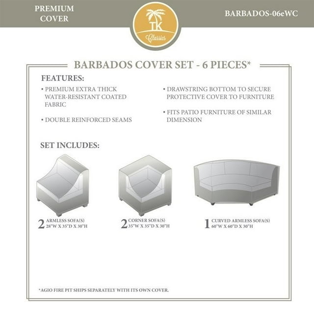 TKC Barbados 6 Piece All Weather Cover Set in Beige