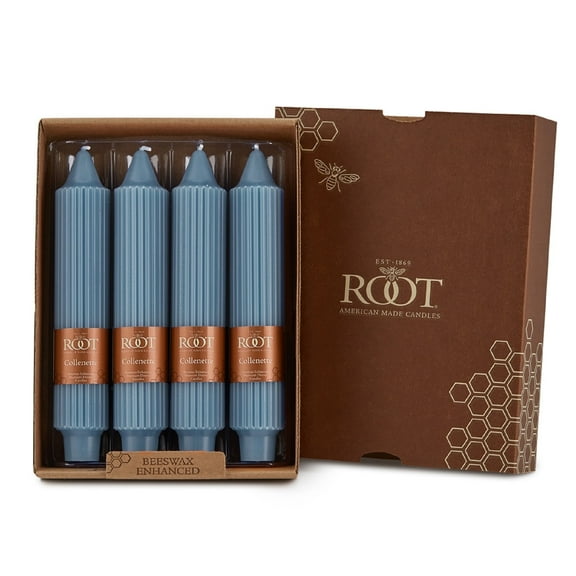 ROOT Unscented 7 In. Grecian Collenette Taper Candles box of 4 7 X 1-1/4 - Willamsburg Blue