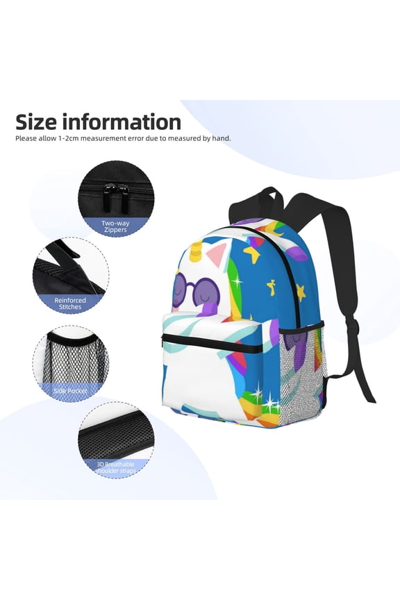 Cool Unicorn Star Golden Print Backpack, Waterproof Backpack with Adjustable Shoulder Straps, Suitable for Campus, Business, Travel, Unisex