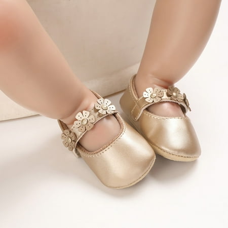 

〖CFXNMZGR〗Toddler Shoes Newborn Toddler Kids Girls Floral Leather Shoe Soft First Walking Princess Shoes