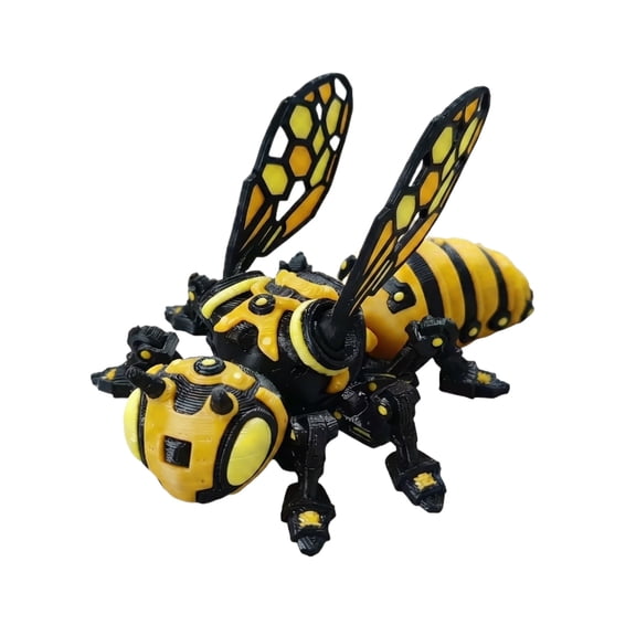 3D Printed Mechanical Bee Articulated Model, Cyberpunk Robot Insect Figurine with Movable Joints, Desktop Decor Collectible, Handmade Futuristic Animal Sculpture, Unique Gift for Home Office Display