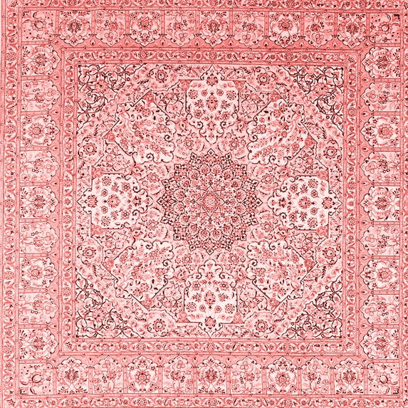 Ahgly Company Indoor Square Medallion Red Traditional Area Rugs, 6' Square