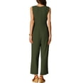 thumbnail image 3 of INSPIRE CHIC Wide Leg Jumpsuit for Women's V Neck Casual Sleeveless Romper L Army Green, 3 of 6