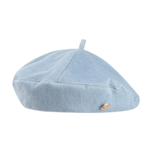 Boina vaquera para mujer, portátil, ligera, ajustable, elegante, para otoño Azul claro