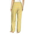 thumbnail image 3 of Fotbe Yellow Gingham Women's Pajama Pants,Sleepwear Pants,Pj Bottoms Drawstring And Pockets-X-Large, 3 of 9