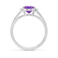 thumbnail image 2 of ANGARA Natural Oval 1.6 ct Amethyst with Diamond Collar Solitaire Ring in 14K White Gold for Women (Size-9x7mm) | February Birthstone, Anniversary, Jewelry Gift for Women | Natural Amethyst Ring, 2 of 10